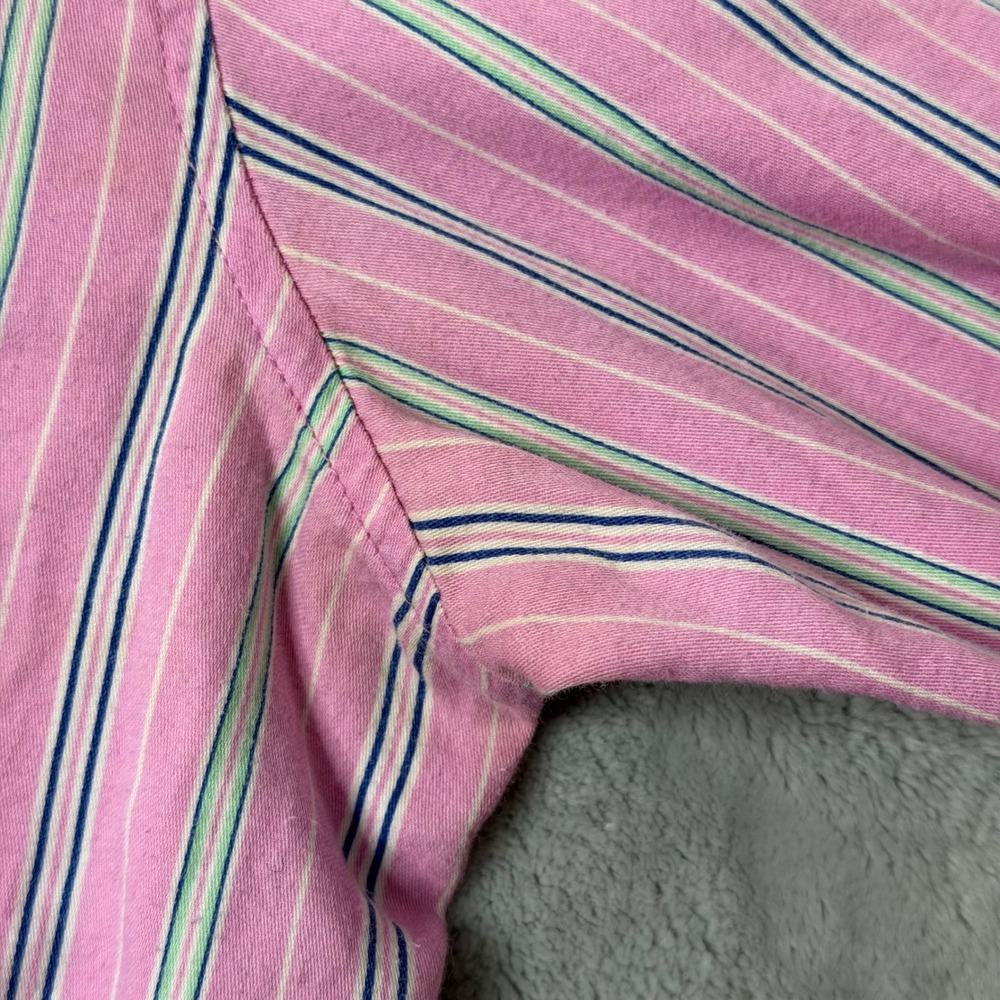 Lauren Ralph Lauren PJ Set Womens L Pink Stripe Cotton Monogram Preppy Classic - Picture 7 of 13